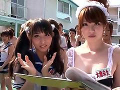 Costume japanese teens gangbanging lucky dude