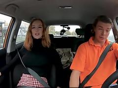 Fake Driving School Hot British Redhead Lenina Crowne Sex in a Car