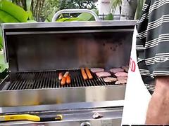 Hot Latina chilling her cheeky pussy with thick dick