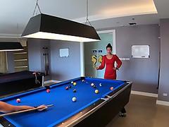 After playing billiard perverted Asian teen sucked dirty boyfriends dick