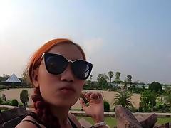 Amateur Thai cutie blowjob and sex with boyfriend once back in the hotel