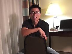 Asian hunk jerks off solo