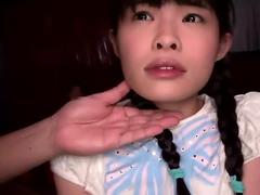 Tiny Japanese babe squirts all over self when her clit is st