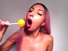 Erotic ASMR - Red Lipstick Lollipop Tease - Sucking And Licking Noises