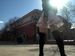 Look under my skirt. Jeny Smith spinning in a miniskirt in public