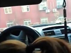 Korean girl playing with small cock in car