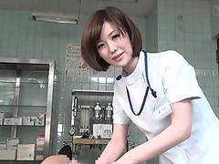 Subtitles CFNM Japanese female doctor handjob